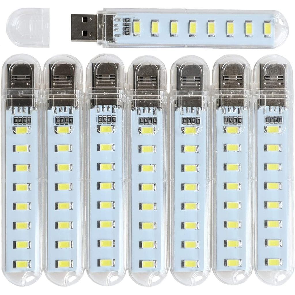 Pequeno Bastão de Luz USB com 8 Lâmpadas para Fonte de Alimentação/Estação de Energia Portátil (Pacote com 8)(Branco) AN