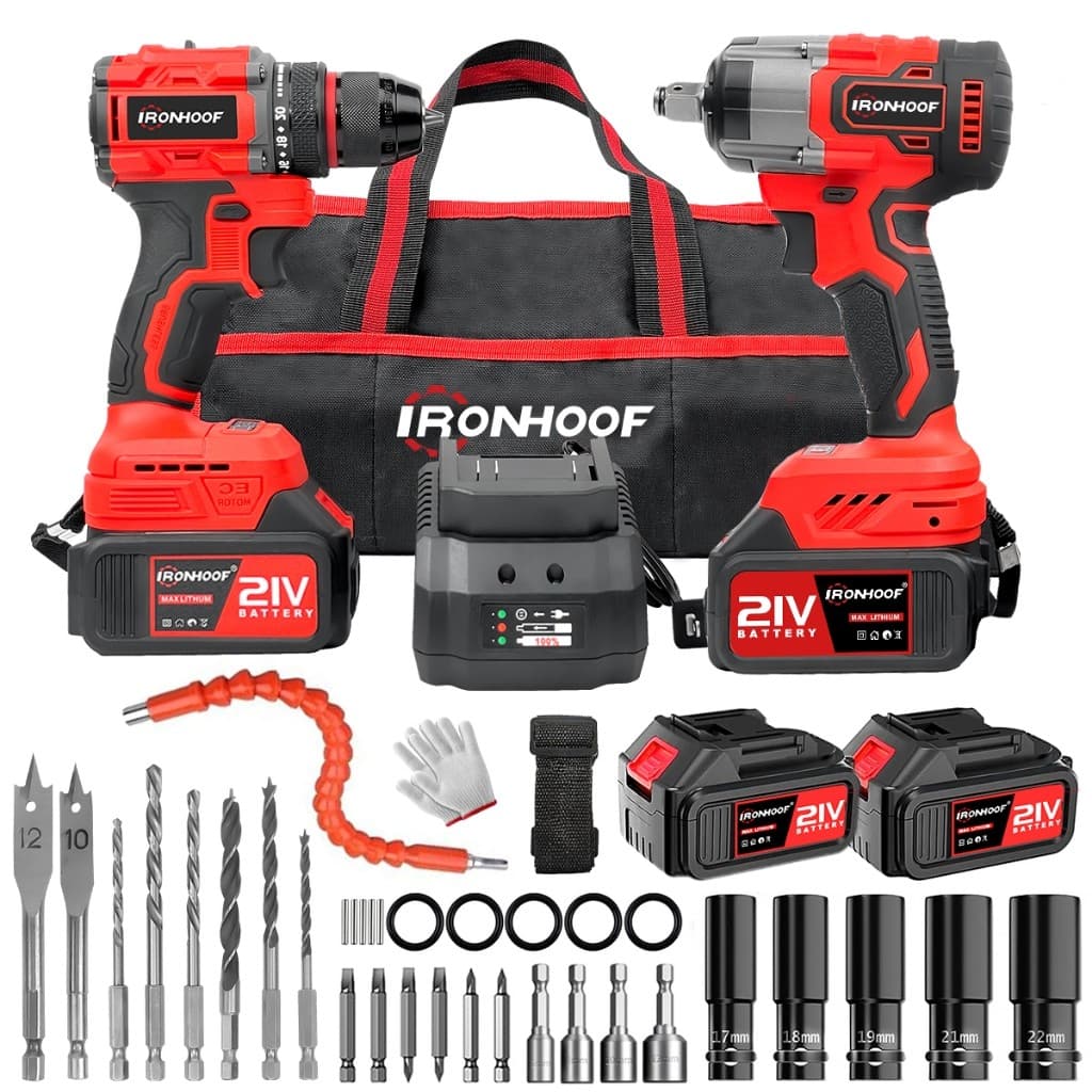 kit 2 Chave de Impacto Potente e Furadeira Parafusadeira A Bateria Impacto 21V Brushless