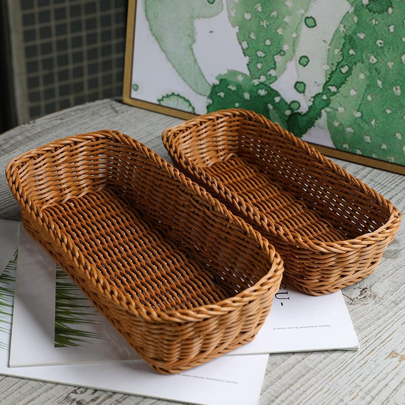【Estilo Prático】Imitated Rattan Knife And Fork Storage Basket Rack With Drainage/Cesta/Rattan/Armazenamento