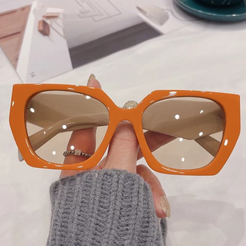 Óculos de Sol Quadrados para Mulheres, Nova Moda, Laranja, Estilo Punk, Óculos Retrô Masculinos, UV400, Óculos Vintage F
