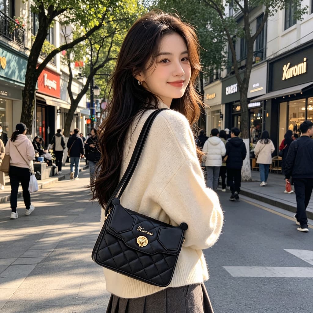 Bolsa Crossbody Kuromi Infantil Para Meninas , Pequena Linda
