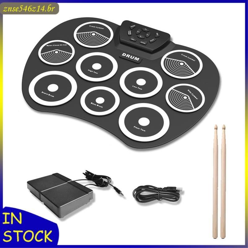 [Jbrw] Conjunto De Bateria Eletrônica Tambor Enrolado À Mão Interface MIDI De 9 Almofadas Suporta Jogos Portátil Com Ped