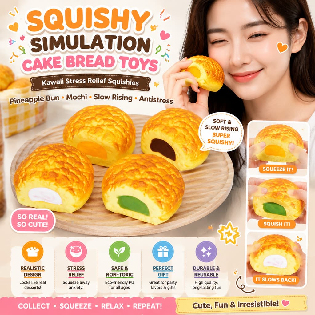 Brinquedos De Pão De Bolo De Simulação Mole-Kawaii Alívio Do Estresse Squishies Abacaxi Bun Mochi Brinquedo Antiestresse