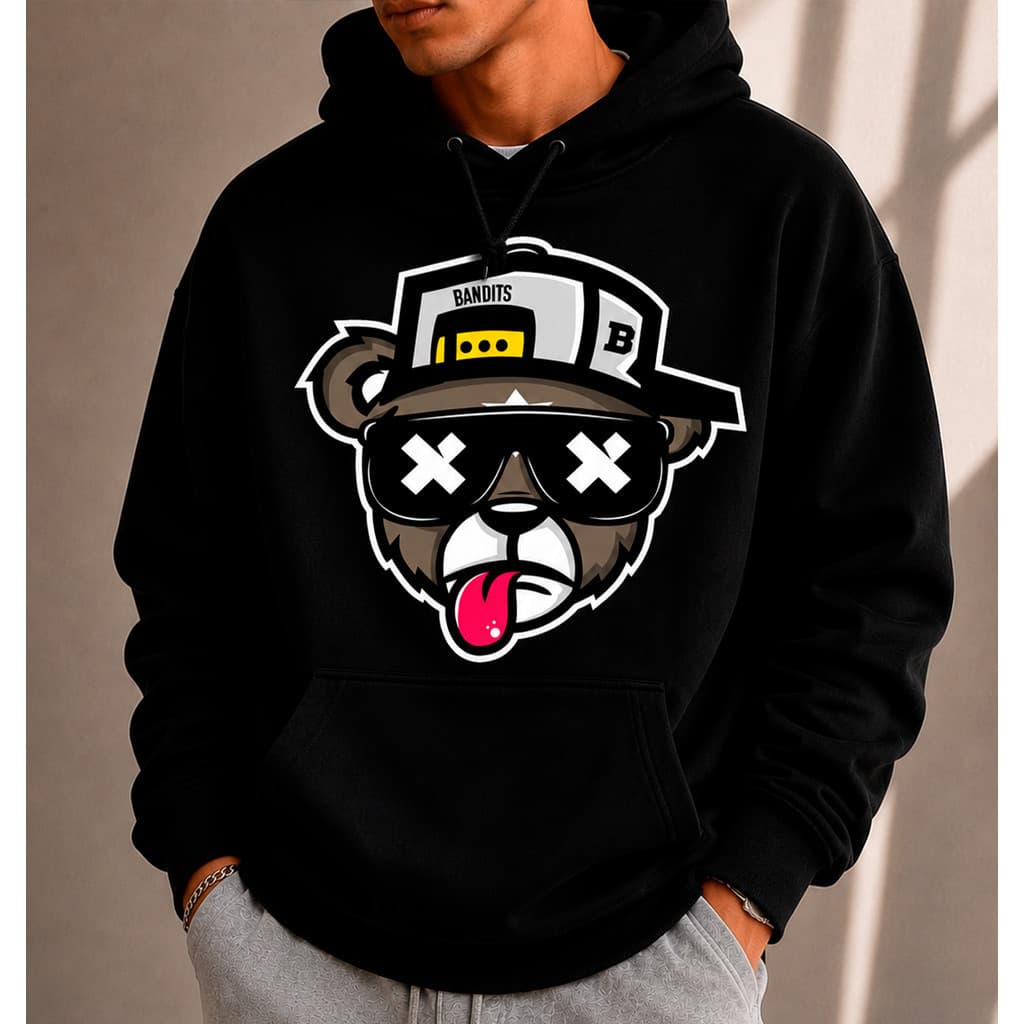 Moletom Canguru Blusa de Frio Urso Boné Flaneado Masculino Varias Cores Premium