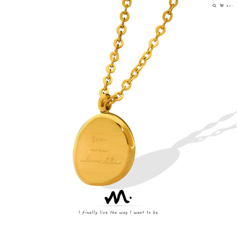 Europeu americano ins estilo unissex Irregular Oval pingente colar feminino titânio aço banhado 18K ouro clavícula corre
