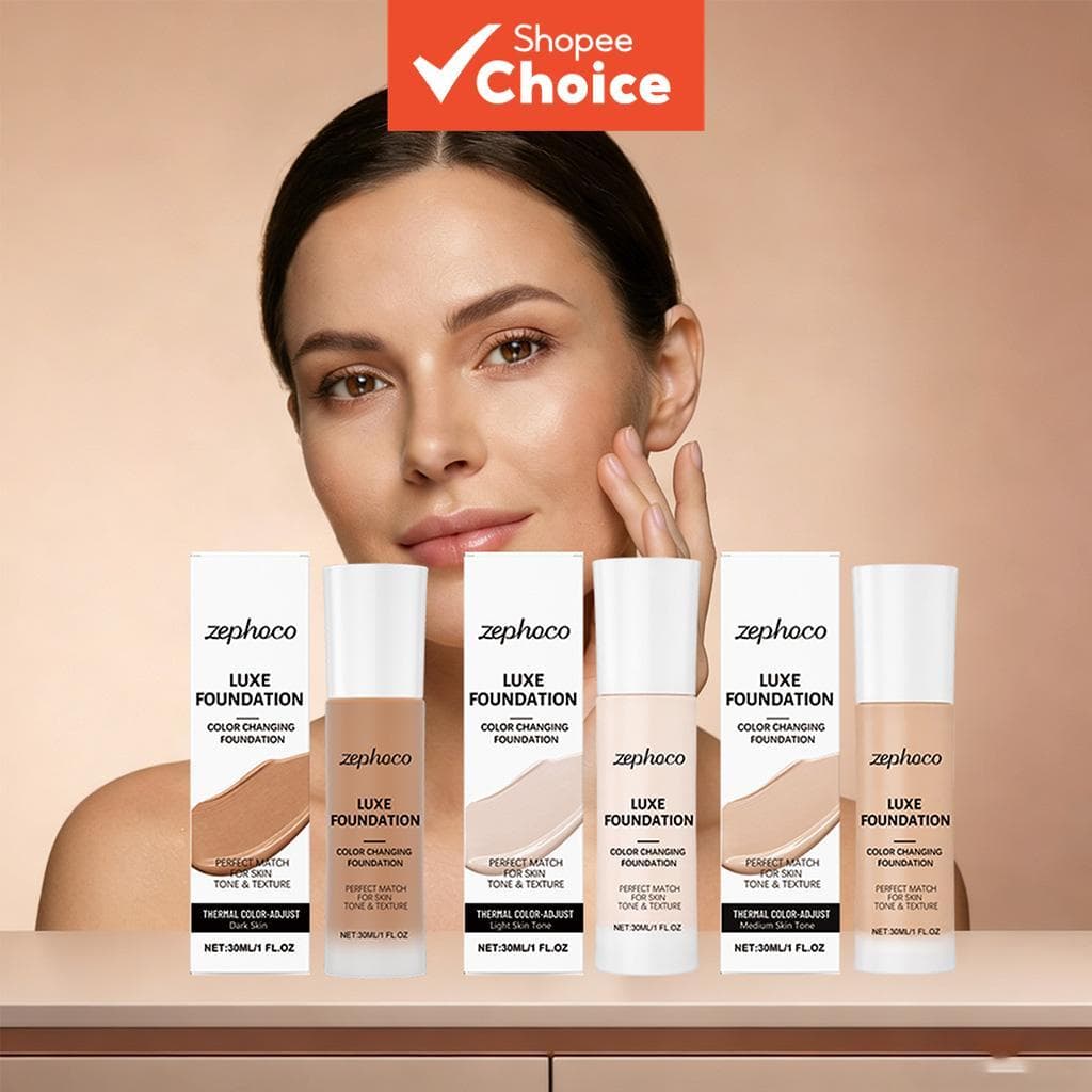 Conjunto de Maquiagem Base Zephoco, Suave e Sedosa, Fácil de Aplicar, Leve, Acabamento Natural, Amigo da Pele, Cosmético