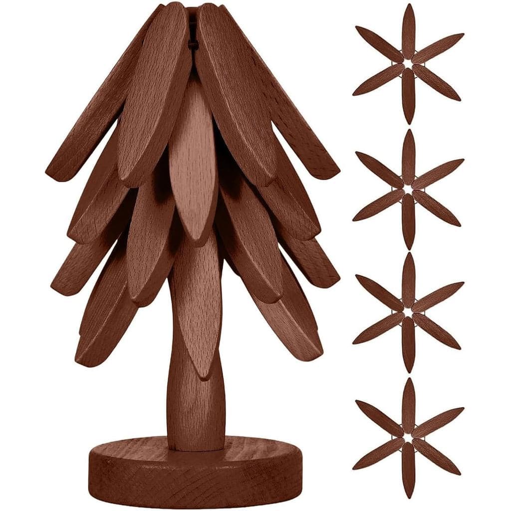Conjunto de Porta-Copos de Madeira, Conjunto de Descansos em Forma de Árvore, Porta-Copos em Forma de Árvore - 4 Descans