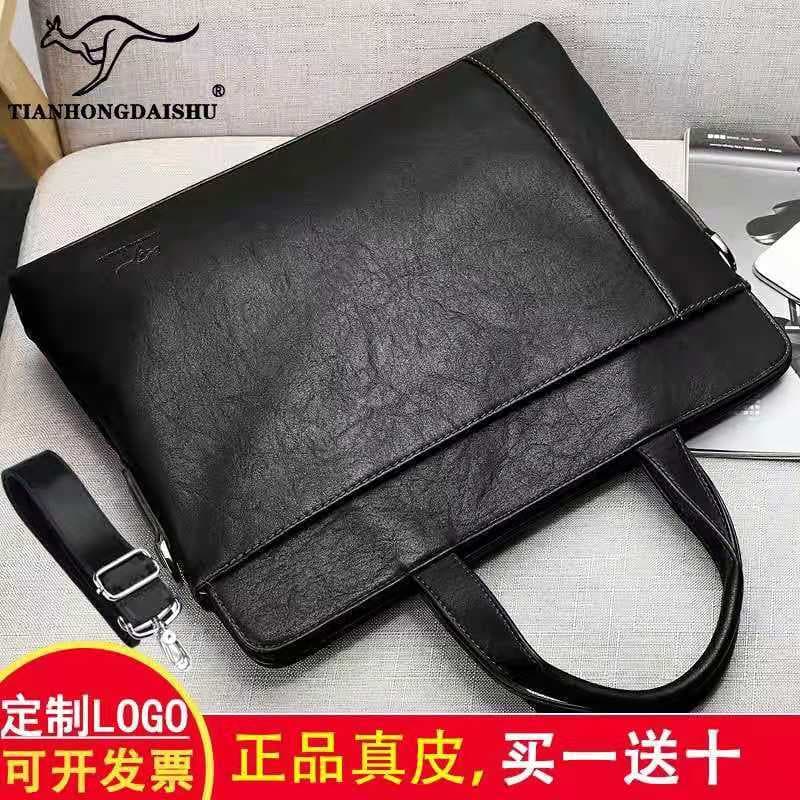 Tianhong canguru bolsa masculina de couro genuíno bolsa de negócios maleta Horizontal bolsa de computador Casual bolsa d