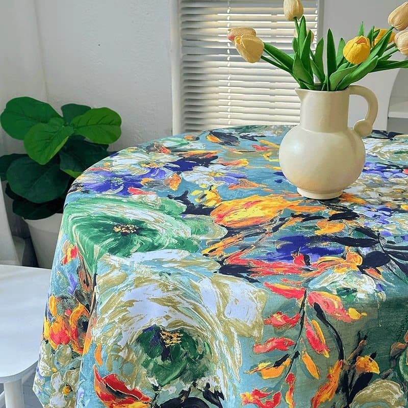 Toalha de mesa francesa estilo pintura a óleo, à prova d'água, à prova de óleo, acampamento ao ar livre, piquenique, mes
