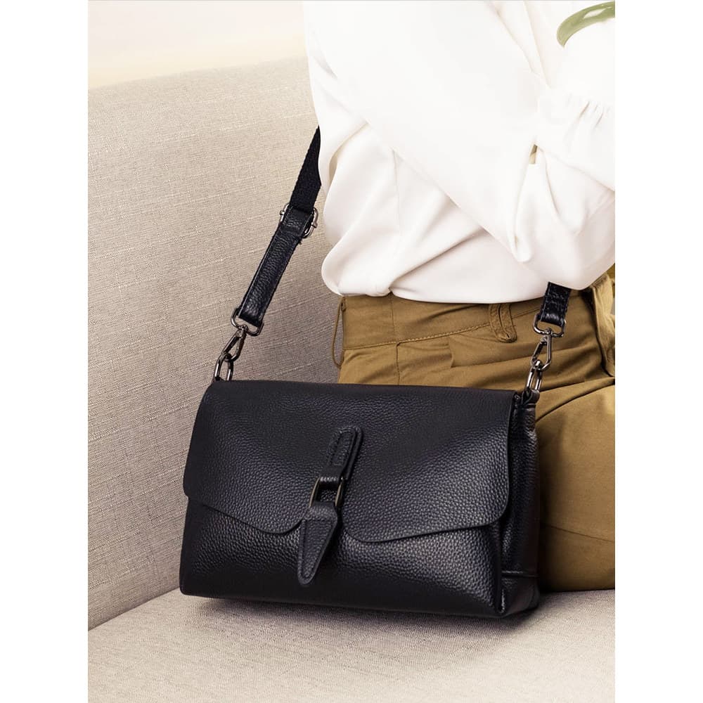 Genuíno 2026 novo estilo elegante All-Match couro genuíno ombro mensageiro saco feminino na moda Casual simples bolsa de