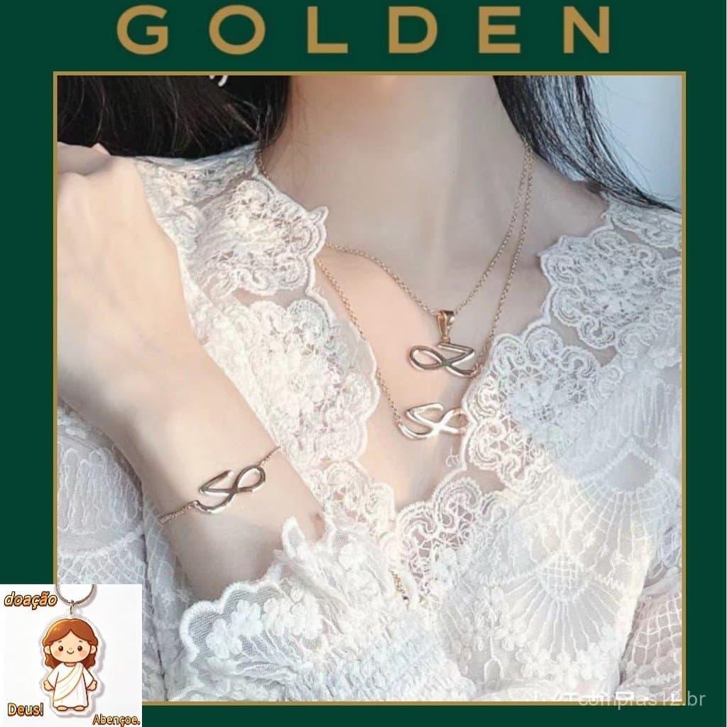 Idol Jung Kook Golden Logo Necklace Pulseira Com O Logotipo Dourado Acessórios De Moda Coreana Jóias