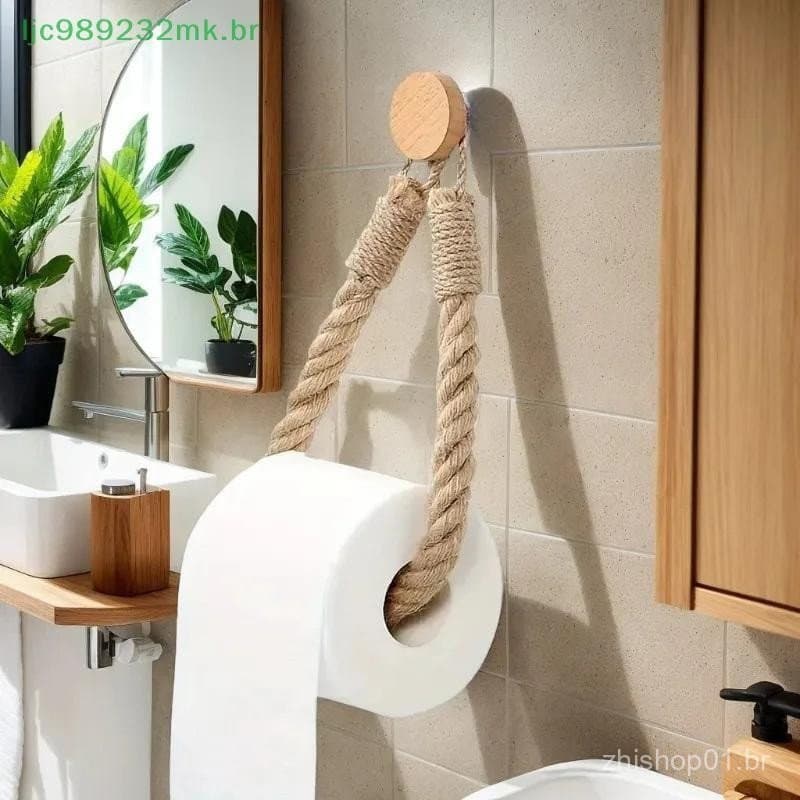 [MYBR] 1-10 Pcs Suporte De Tecido De Corda De Juta Toalheiro De Madeira Sem Broca Organizador De Toalha De Papel Pratele