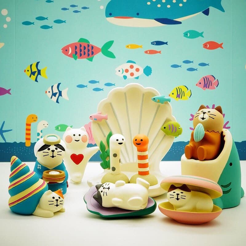 Criativo bonito japonês mundo subaquático concha gato Desktop Micro paisagem cena resina pequenos ornamentos