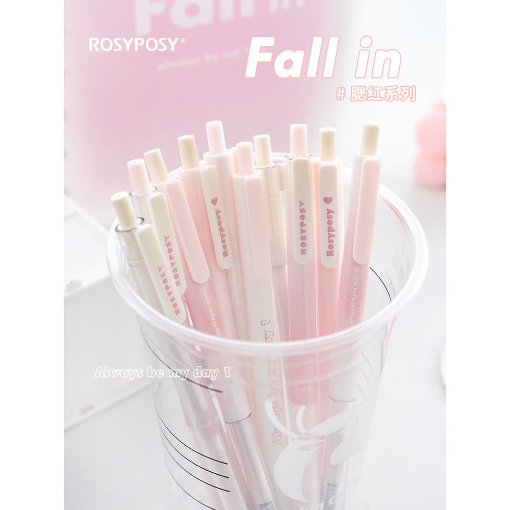 RosyPosy papelaria Gel caneta conjunto Blush aparência transparente gradiente sentimento caneta menina coração imprensa