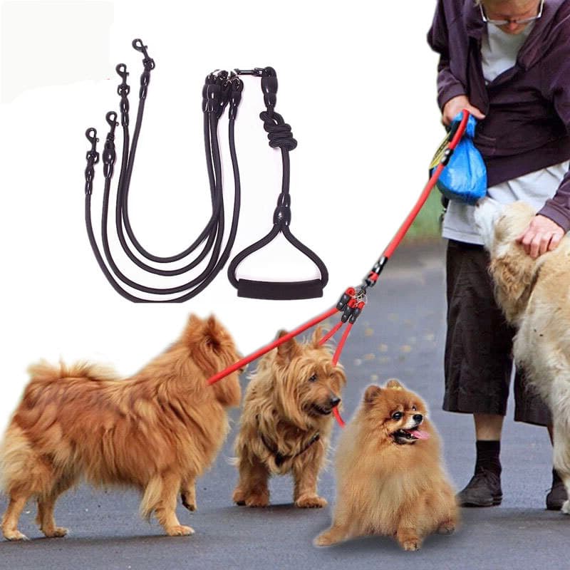 Novo estilo de coleira para cães de estimação, um para dois combinação destacável, arrasto três para quatro cães andando