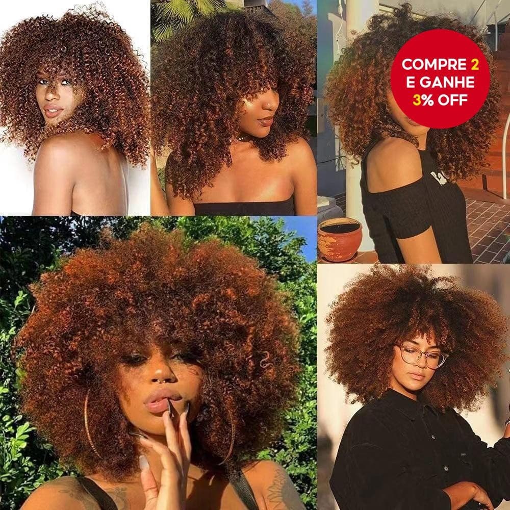 Peruca Afro Curta Estilo Europeu e Americano para Mulheres, Cacheada, Fibra Sintética de Alta Temperatura.