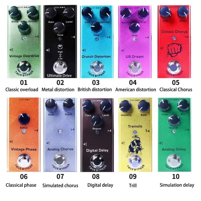 Estone Profissional Guitarra Elétrica Pedal Processador De Efeitos Único Tipo V Efeito 10 Opções Som