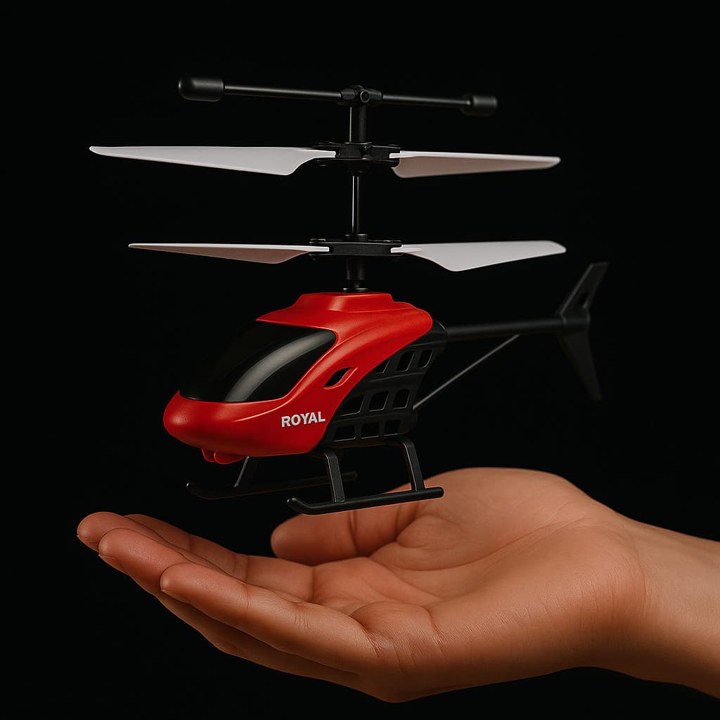 Helicóptero recarregável, com sensor de suspensão interna anti-queda.