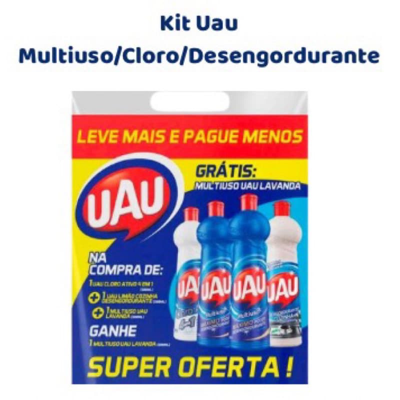Kit Uau Multiuso/Cloro/Desengordurante