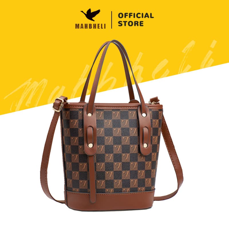 MAHBHELI Bolsa Bucket Elegante para Trabalho Couro sintético de qualidade Modelo usado por influencers