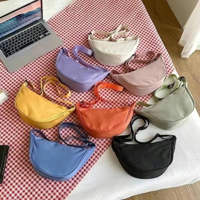 bolsa feminina transversal poliéster impermeável -meia lua