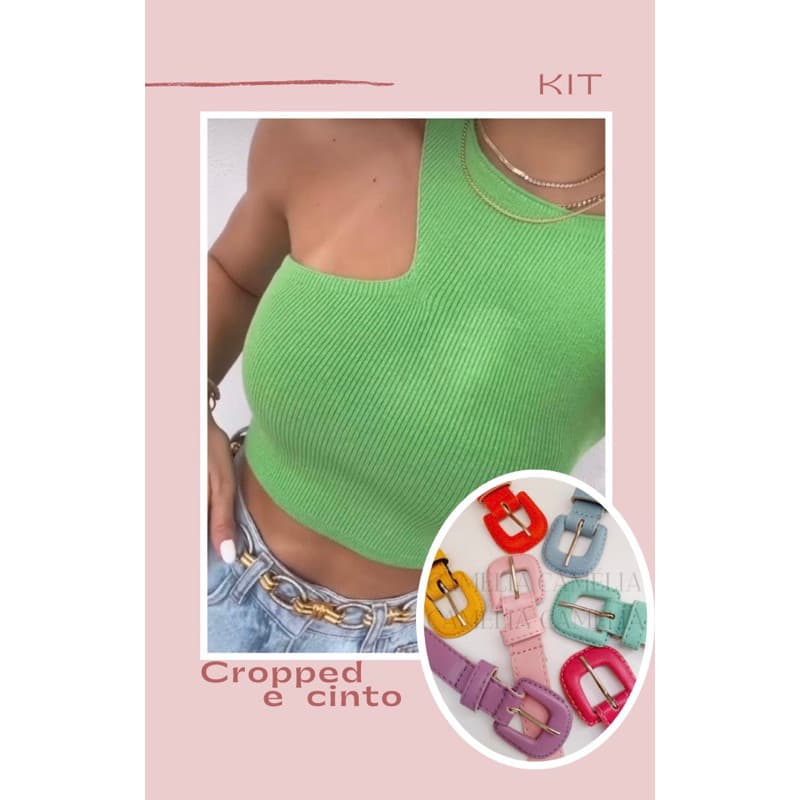 Cropped e Cinto Kit Feminino Mula Manca Verão Tendência e cinto mini