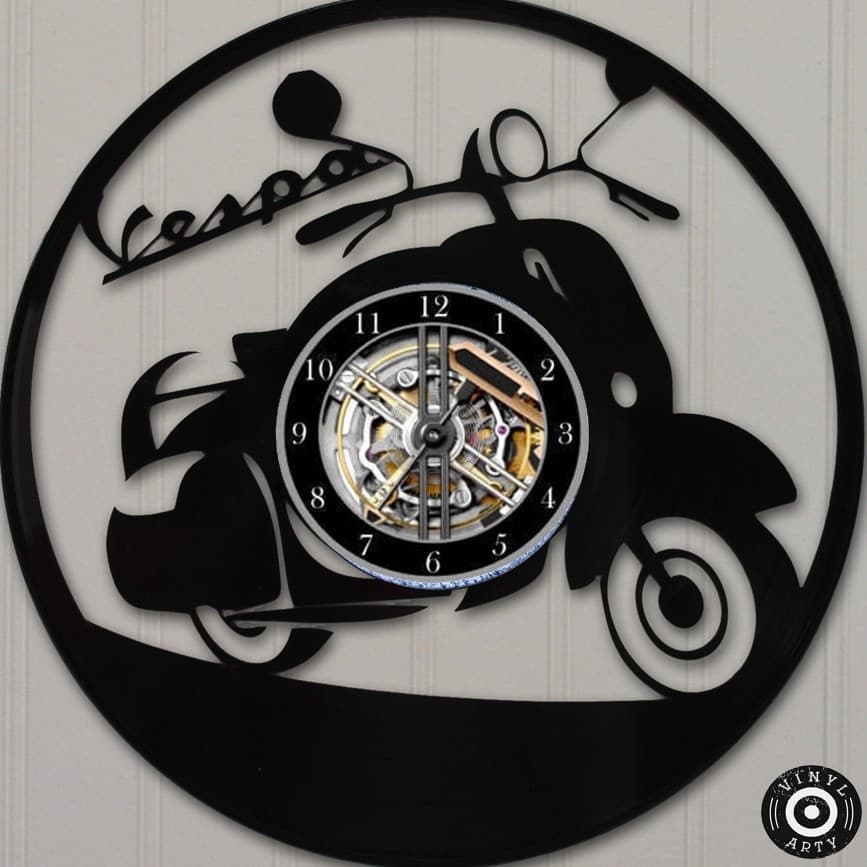 Relógio de Parede Relógio de parede Vespa - Relógios de parede 30cm Disco de Vinil Decorativo Vintag