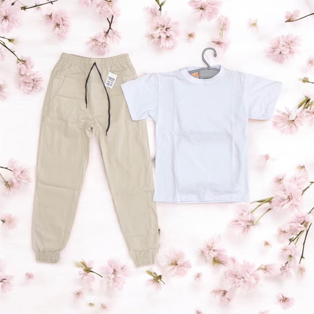KIT INFANTIL CAMISETA+CALÇA JOGGER Conjunto Camisa Básica + Calça