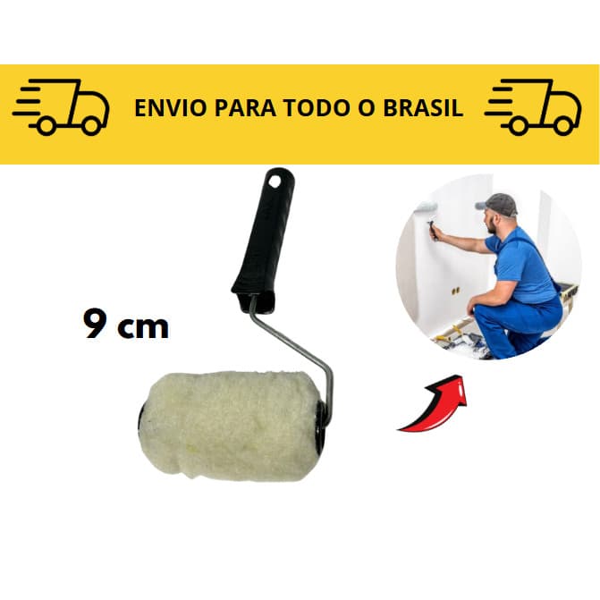 Rolo para pintura Lã 9cm / rolo de pintura com cabo / acabamento pintura