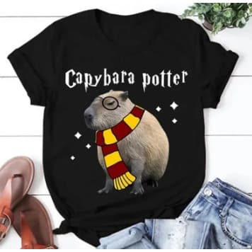 Camisa Camiseta Masculina Blusa Feminina 100% Algodão Haarry Potter Capivara Simples Lançamento 2024
