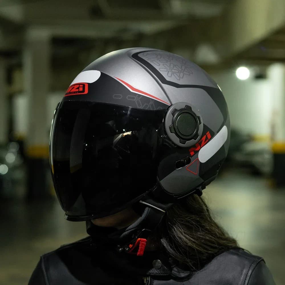 Capacete Moto NZI Ringway Duo Xtrainer Cinza/Vermelho Fosco - 60