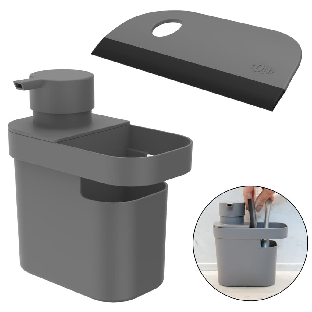 Porta Detergente Sabão Esponja 650ml Pia Cozinha + Rodo Pia Compacto OU