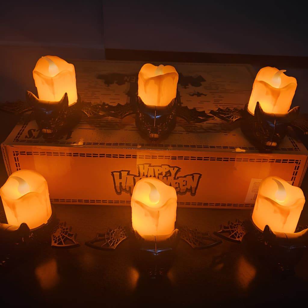 Kit 6 Velas Led Morcego Festa Decoração Mesa Halloween