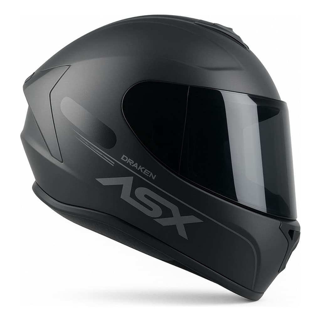 Capacete Asx Draken Solid Cor Preto Fosco + Viseira Fumê