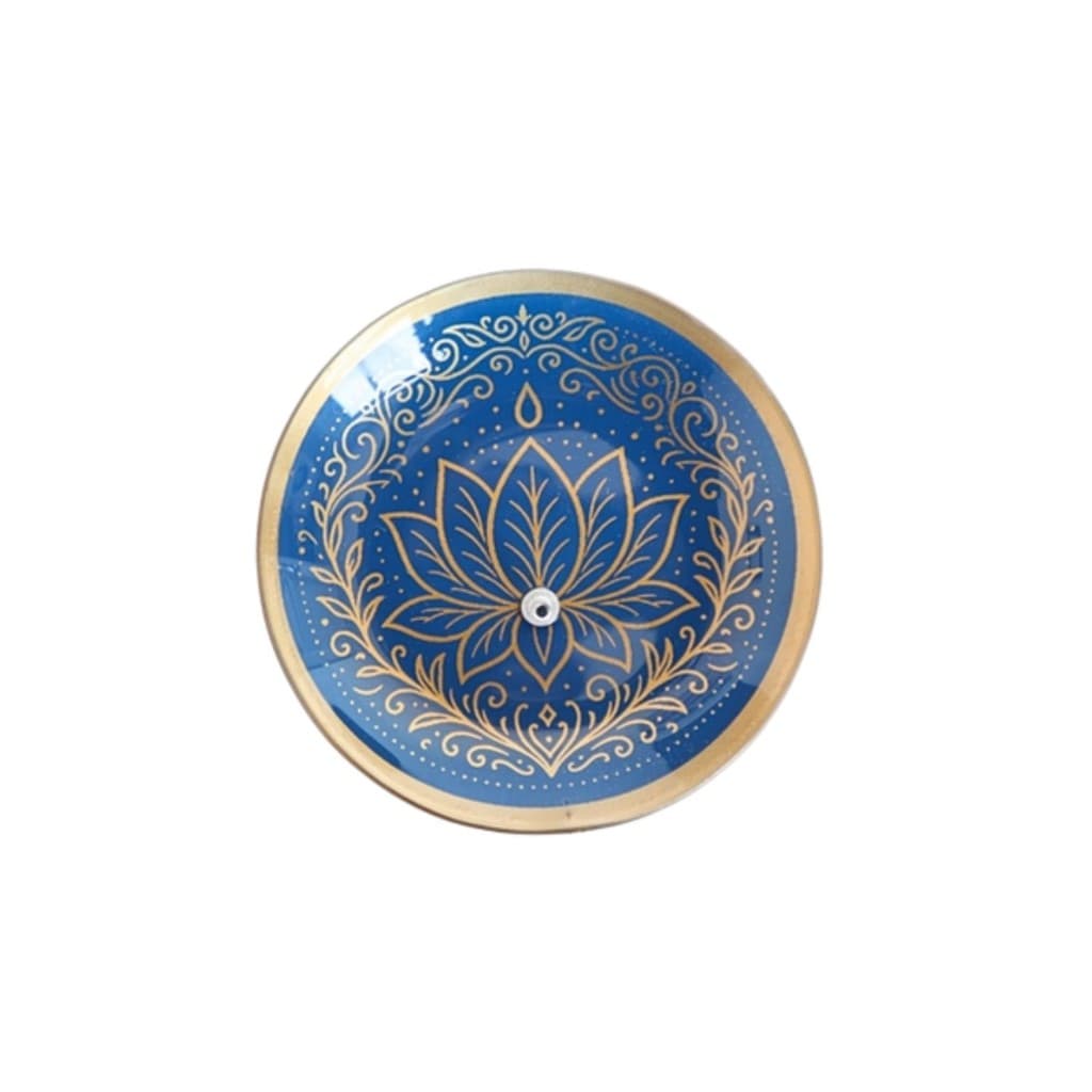Incensário de Vidro Flor de Lótus Azul