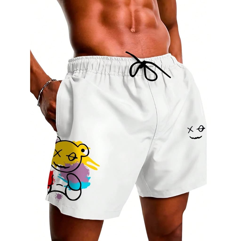Short Tactel Masculino Estampado Urso Color Super Confortável Streetwwear Tecido Premium