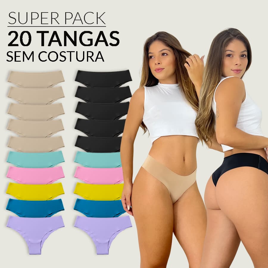 Kit 20 Tangas Sem Costura Corte Laser – Não Marca Roupas, Conforto Diário