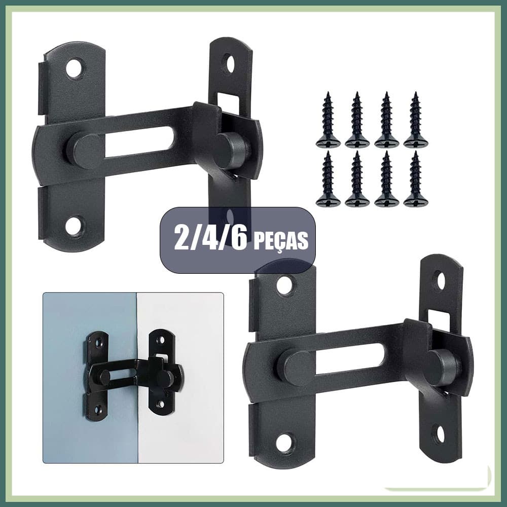 Kit 2/4/6 peças Fecho Trava Tranca Angular em L 90° Gavetas Portas Janelas Tramela Trinco Aço Inoxidável Preto
