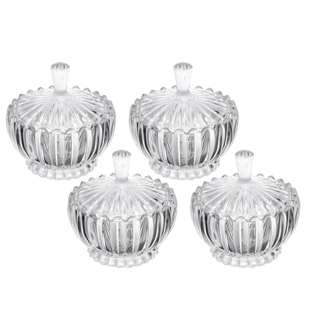 Kit 4 Bomboniere Potiche Baleiro Pote Vidro Brasilia Porta Joias Doces Decoração Redondo