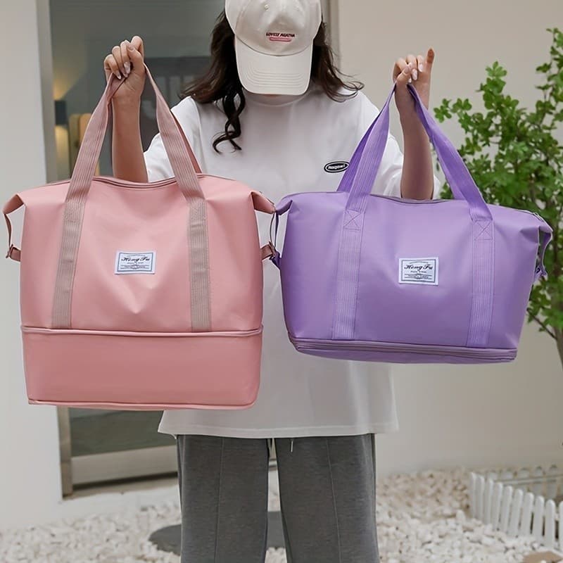 Bolsa De Viagem Multifuncional Dobrável De Grande Capacidade Impermeável Salmão