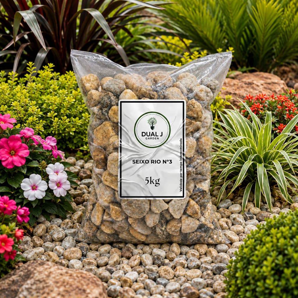 Seixo Rio Nº3 Dual J Garden 5kg Pedra Decorativa Para Vasos Jardins Canteiros Paisagismo