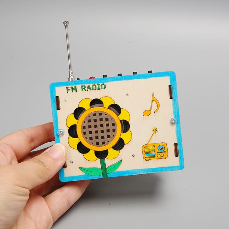 Pequenos lucros experimento científico de rotatividade rápida crianças Mini rádio tecnologia de madeira escola primária