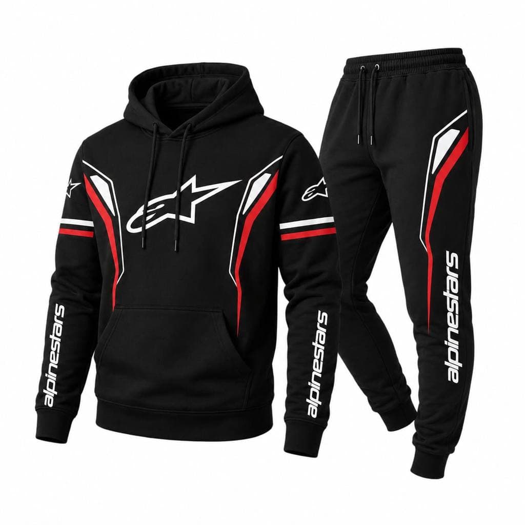 Lançamento Exclusivo Conjunto Moletom Masculino Estampado Motoqueiro Estiloso Moderno Casaco Unissex Grosso Flanelado