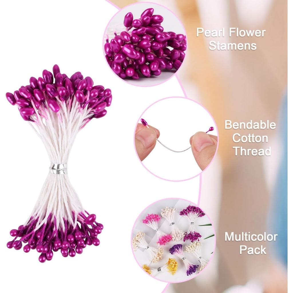 CCINEE 560 peças de estames de flores para artesanato, estames de flores com pérolas artificiais de 3mm para cartões, sc