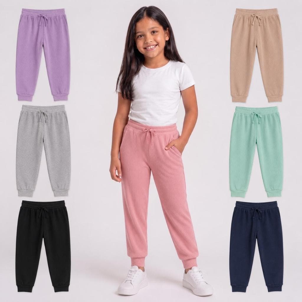 Kit 4 Calças Infantil Feminina Canelada Básica Confortável Tam 2 ao 10 Inverno e Meia Estação