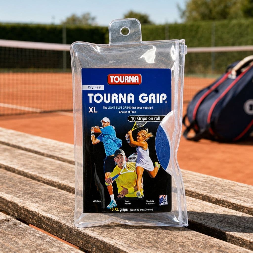 Overgrip Tourna Grip Unique Original Azul Absorção Dry Raquete Tenis Beach Padel Pack 10 unidades