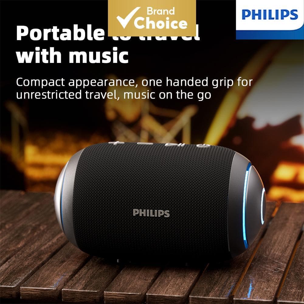 Philips TAS3209 Mini Caixa de Som Bluetooth com Graves IPX7 à Prova d'Água TWS para PC de Mesa, Laptop e TV