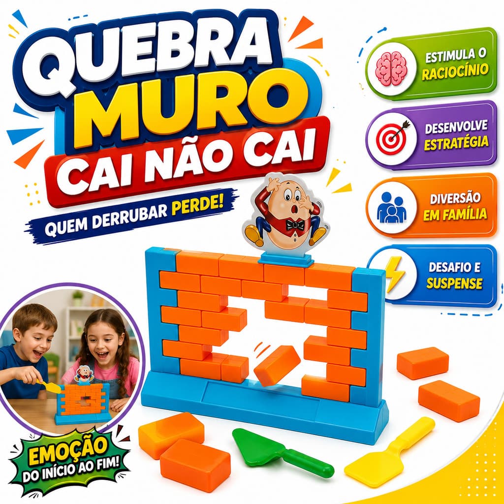 Jogo Quebra Muro Cai Não Cai Infantil Brinquedo Educativo Diversão Estratégia Coordenação Motora