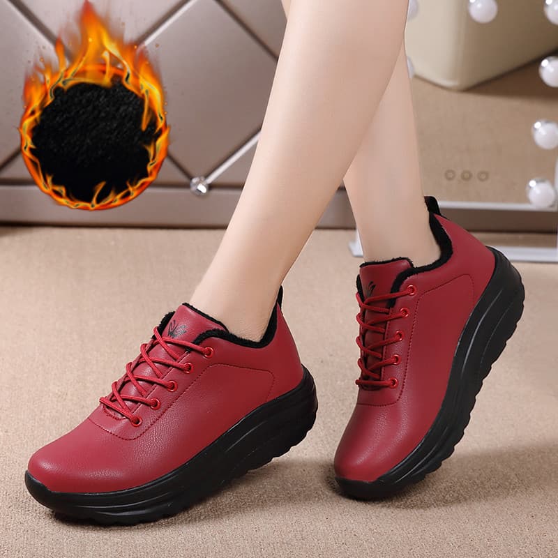 Ruiden sapatos esportivos femininos 2025 inverno novo estilo microfibra couro velo quente de sola grossa sapatos casuais