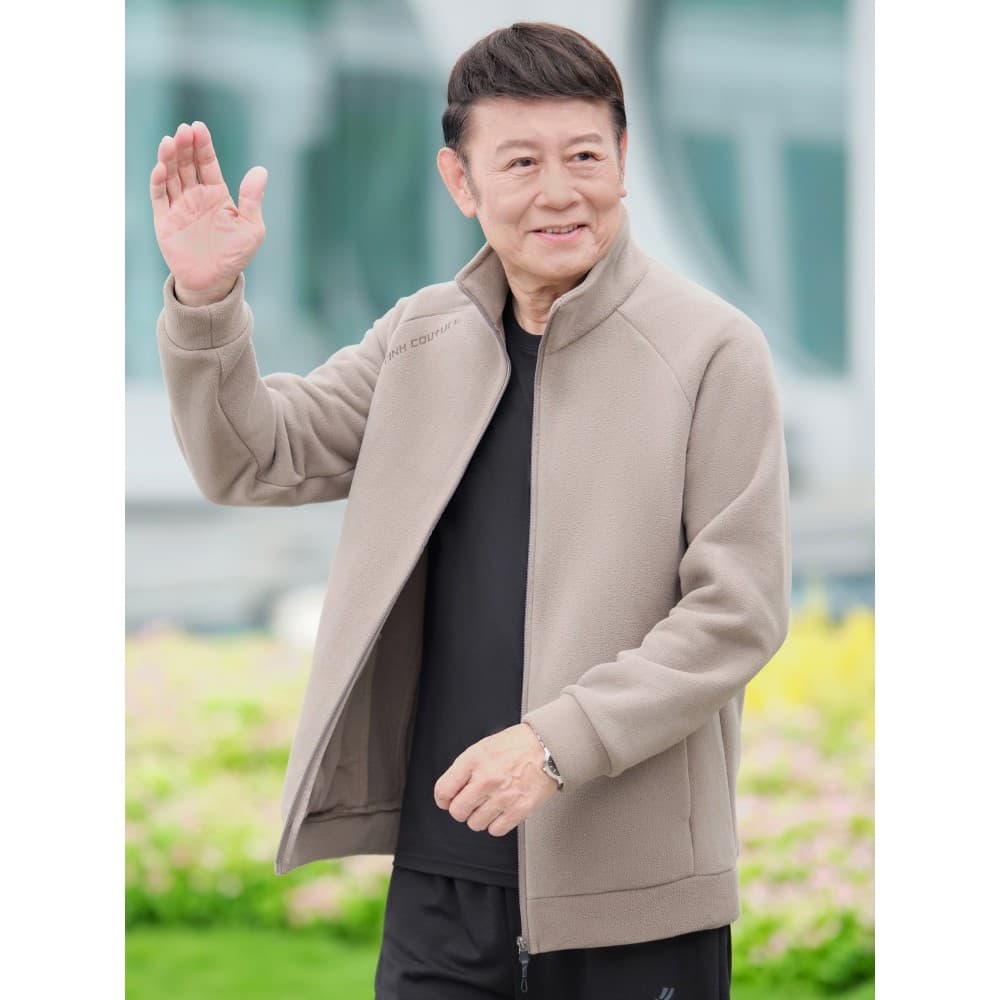 Pai usar jaqueta de lã Polar primavera jaqueta de lã primavera outono estilo quente Cardigan de meia-idade idosos outono